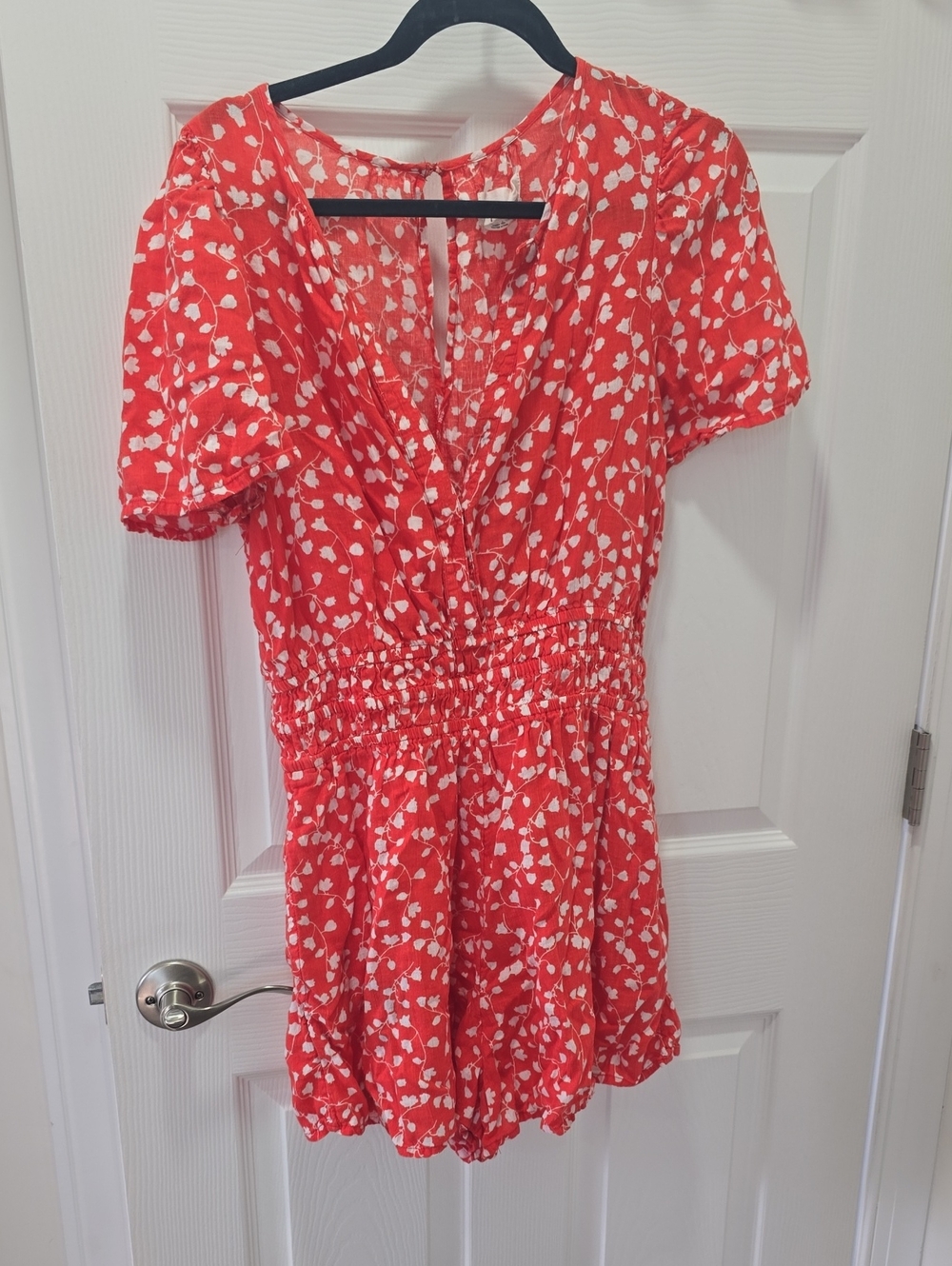 Anthropologie Red Dress with White Heart Print
